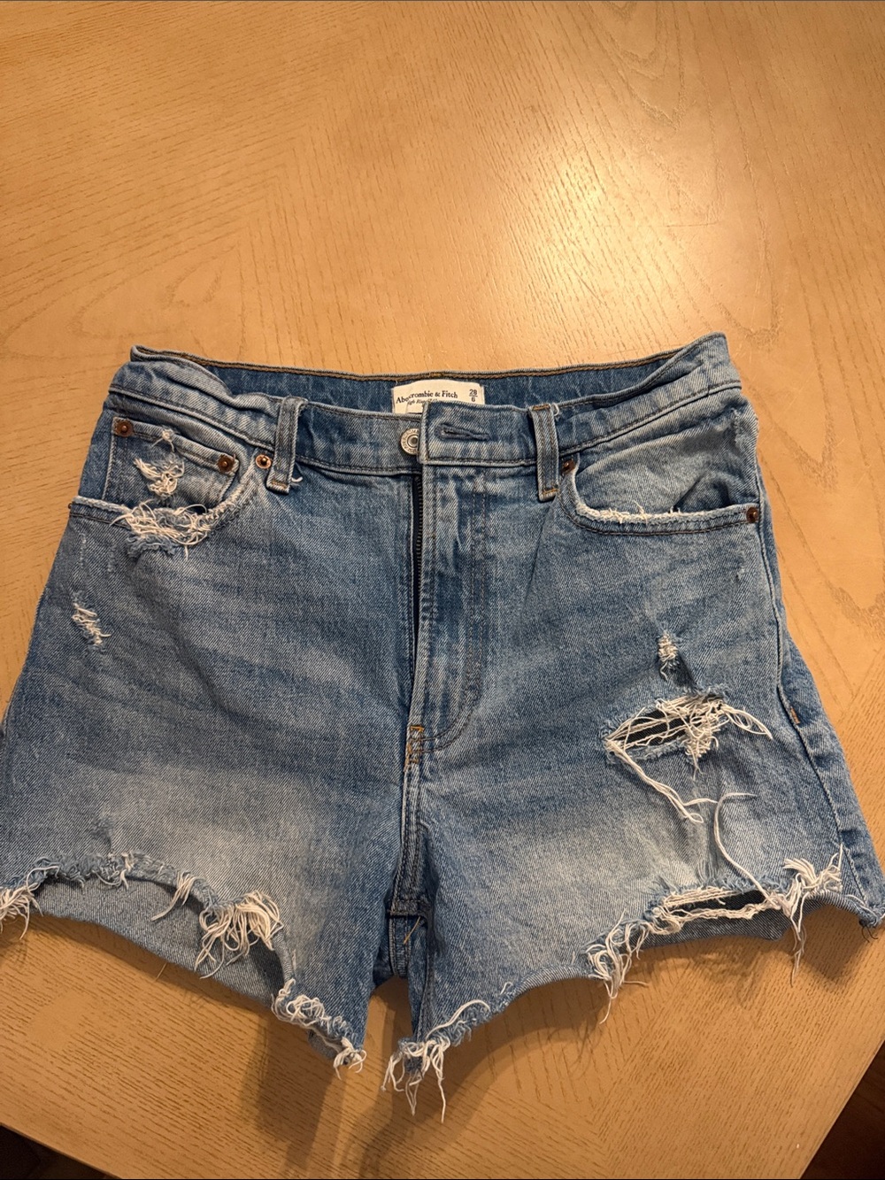 Abercrombie & Fitch Light Blue Ripped Denim Cutoff Shorts